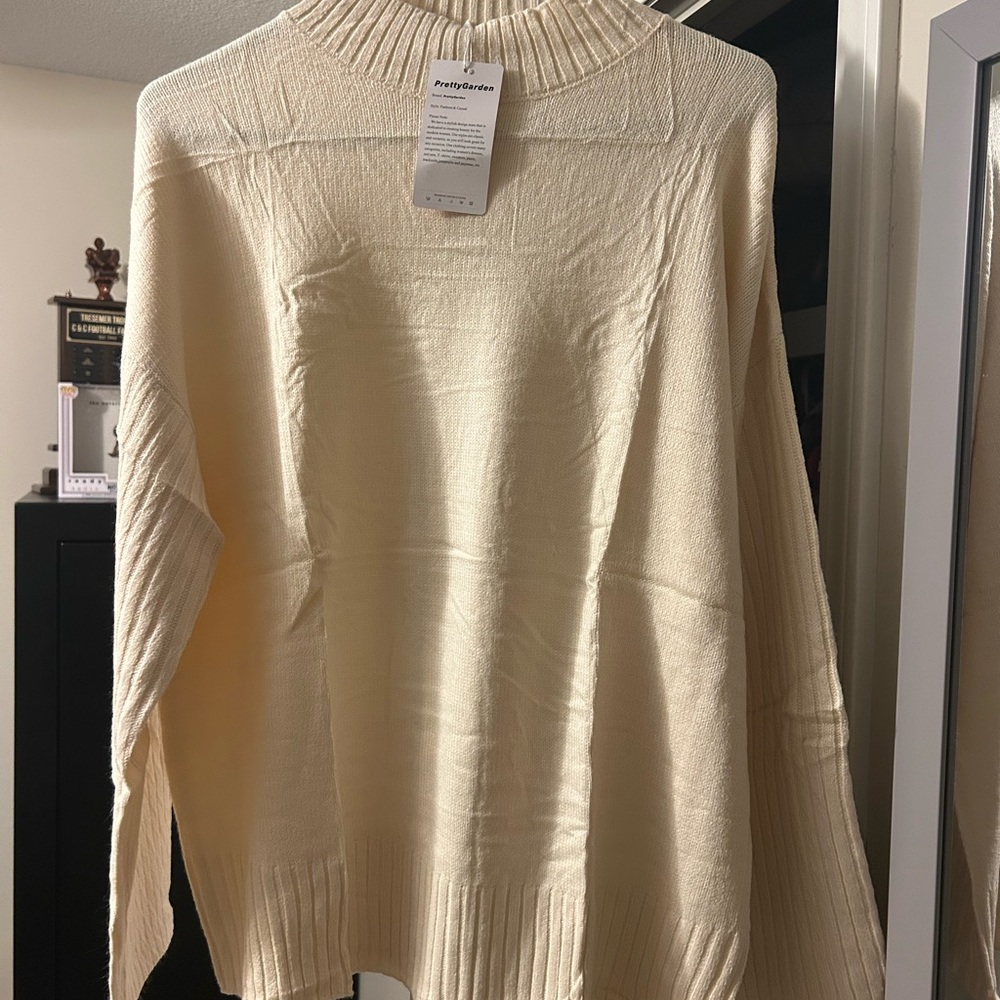 Cream Turtleneck Sweater